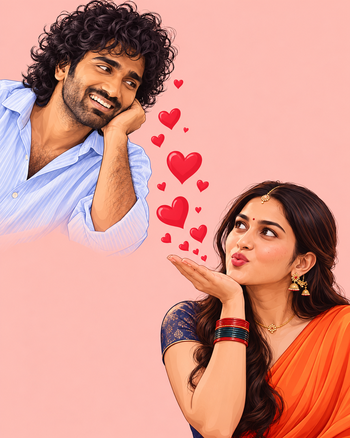Vector couple portrait image