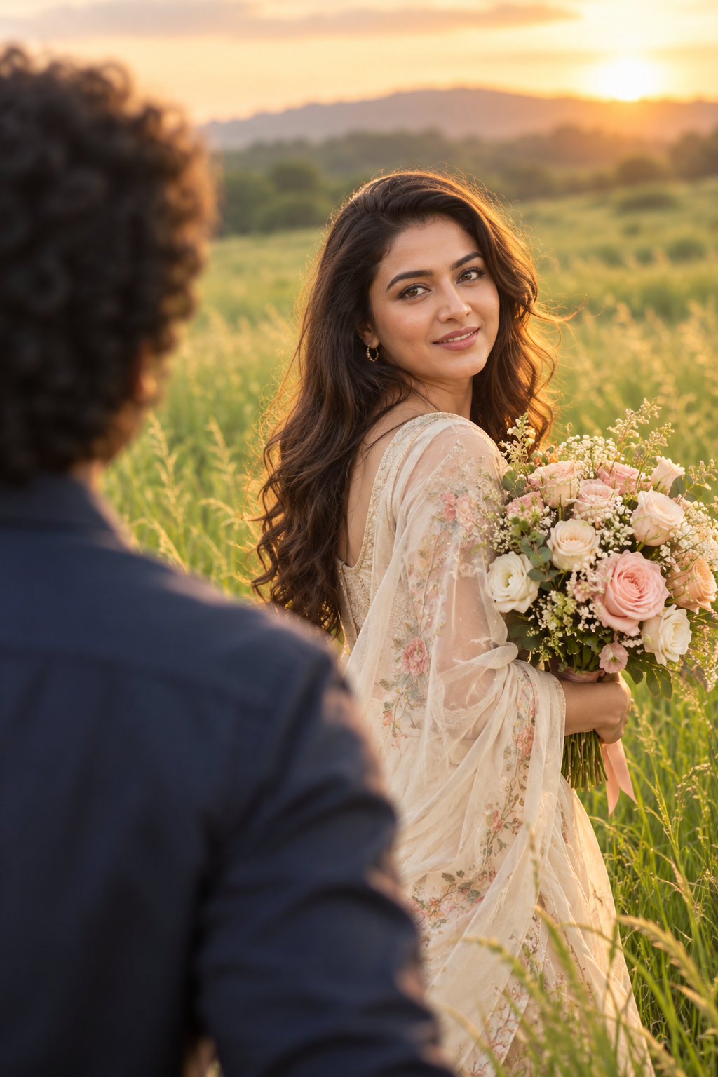 Young woman portrait on grassland